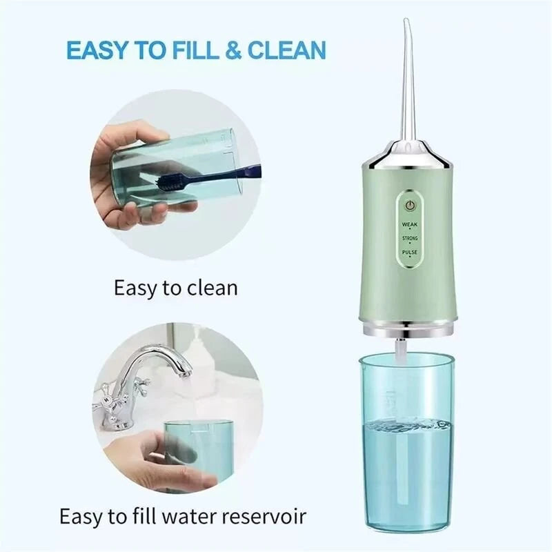 Cordless Dental Oral Irrigator with Adjustable Pressure Modes USB Rechargeable Water Flosser for Travel and Home