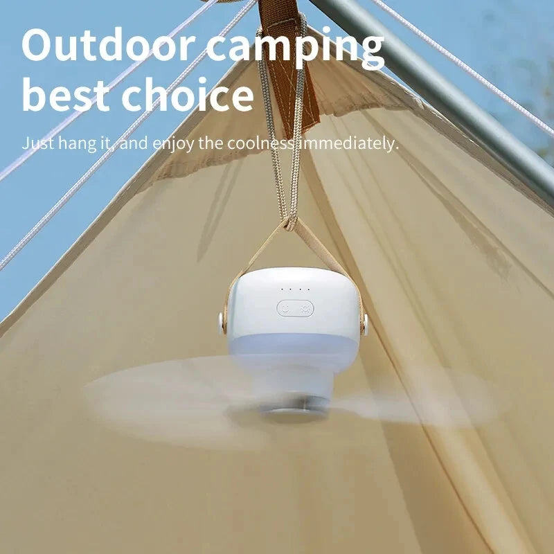 Portable Ceiling Fan 7200mAh Cooling Fan Outdoor Camping Fan Tent Ventilator Cooler Rechargeable Electric Fan Night Light with Remote Control