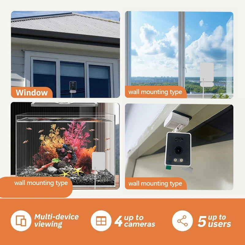 Guudgo 3MP 2K Mini Window Security Camera Wireless WiFi HD Night Vision Indoor Outdoor Window Wall Mount Indoors Home Surveillance Camera