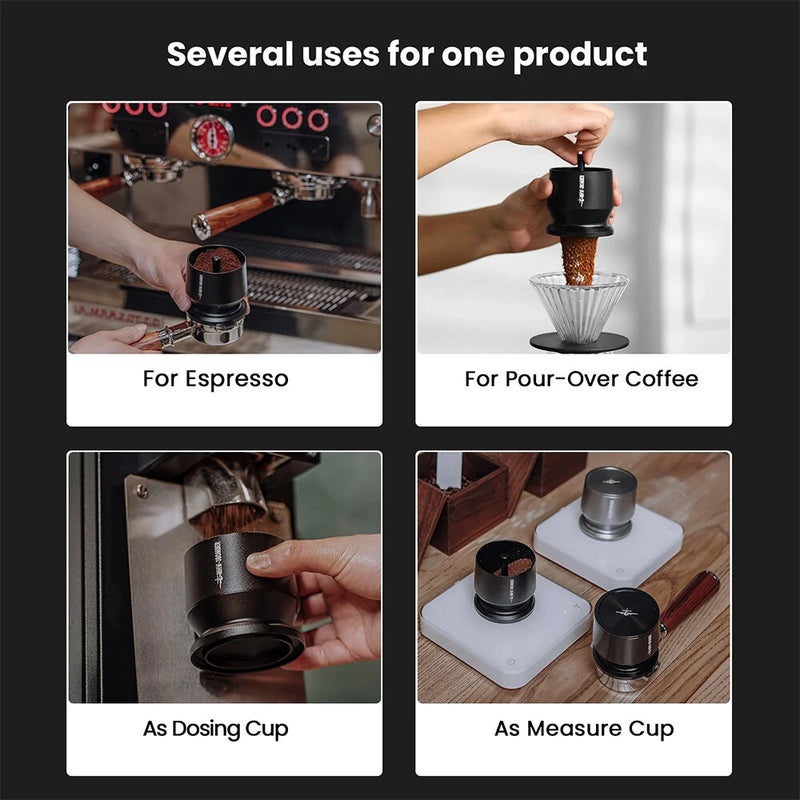 MHW-3BOMBER Coffee Dosing Funnel Aluminum Alloy Blind Shaker Fits 51-54/58mm Handle Espresso Dosing Cup Home Barista Tools