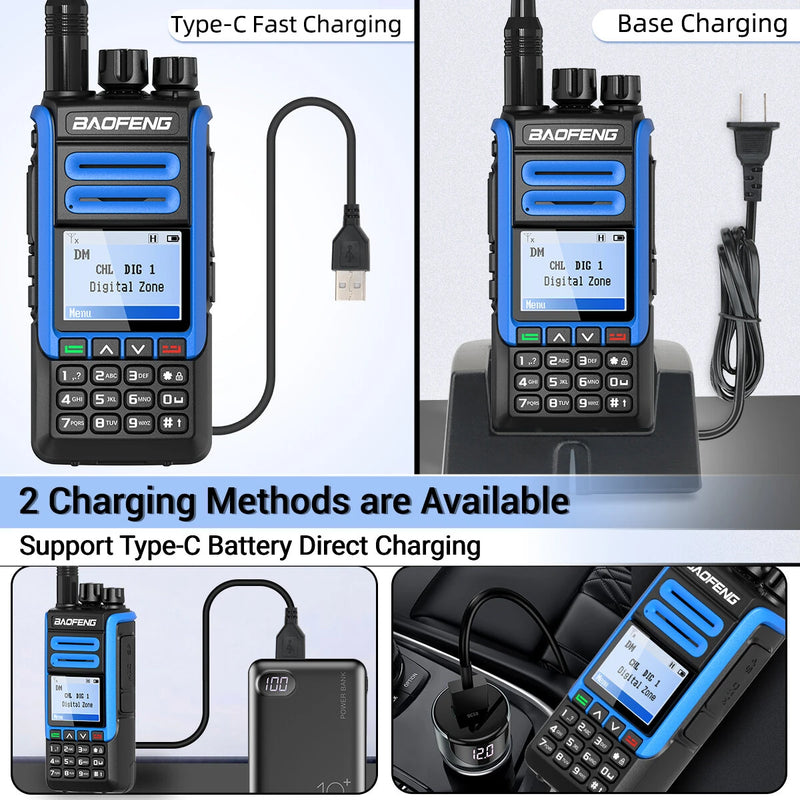 Baofeng DR-1802U Digital Two Way Radio Dual Mode Dual Time Slot 1024 Channels 5W High Power UHF 400-470MHz Type-C Charging Long Range Handheld Walkie Talkie