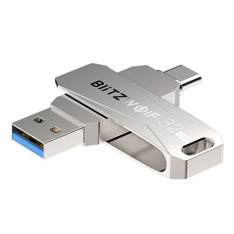 BlitzWolf BW-UPC2 2 in 1 Type-C USB3.0 Flash Drive Ultra-fast Transmission 360 Rotation Zinc Alloy 32GB 64GB 128GB 256GB Support OTG Pendrive USB Disk