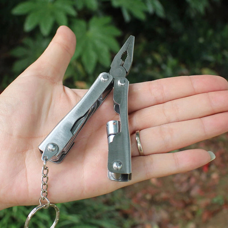 IPRee Labor Saving Mini Multitool Pliers with Led Light Lightweight Folding Pliers Antirust Stainless Steel Outdoor Tools Hiking