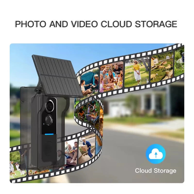 Tuya WiFi 1080P Video Doorbell Camera with Solar Cover 2-way Audio Intercom Video Motion Detect Waterproof Outdoor Wireless Doorbell