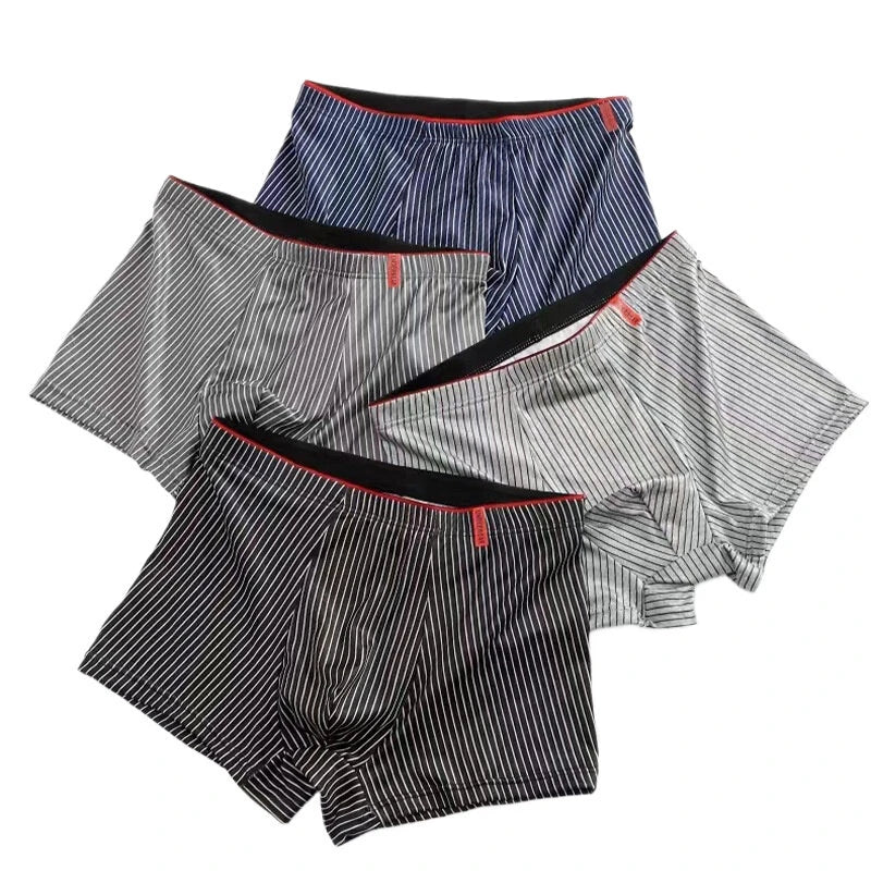 4pcs Men's Underwear Sports Boxers, Casual Striped Boxer Trunks, Breathable Comfy High Stretch Boxer Panties