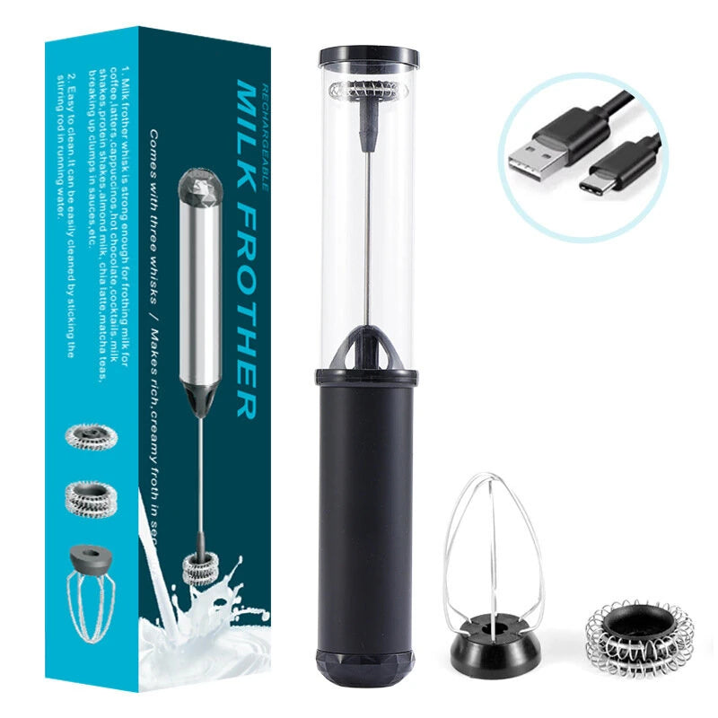 Portable Electric Milk Frother USB Rechargeable Egg Beater Matcha Frother Coffee Cappuccino, Latte, Protein Powder, Matcha Mixer