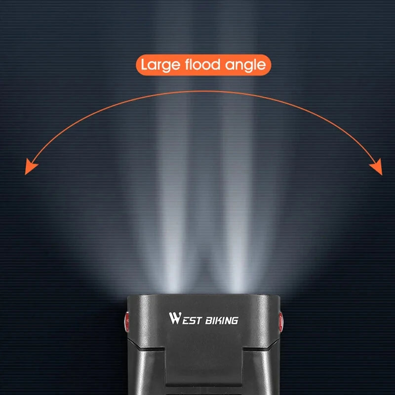 WEST BIKING 5 IN 1 500Lm Brightness Bike Headlight 3000mAh Battery Waterproof 4 Light Modes Power Bank Phone Holder with 130db Horn Warning Light for Night Cycling
