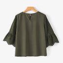 ZANZEA Women Korean Casual Shirt Daily Embroidery Hollow Ruffle Sleeve Blouses