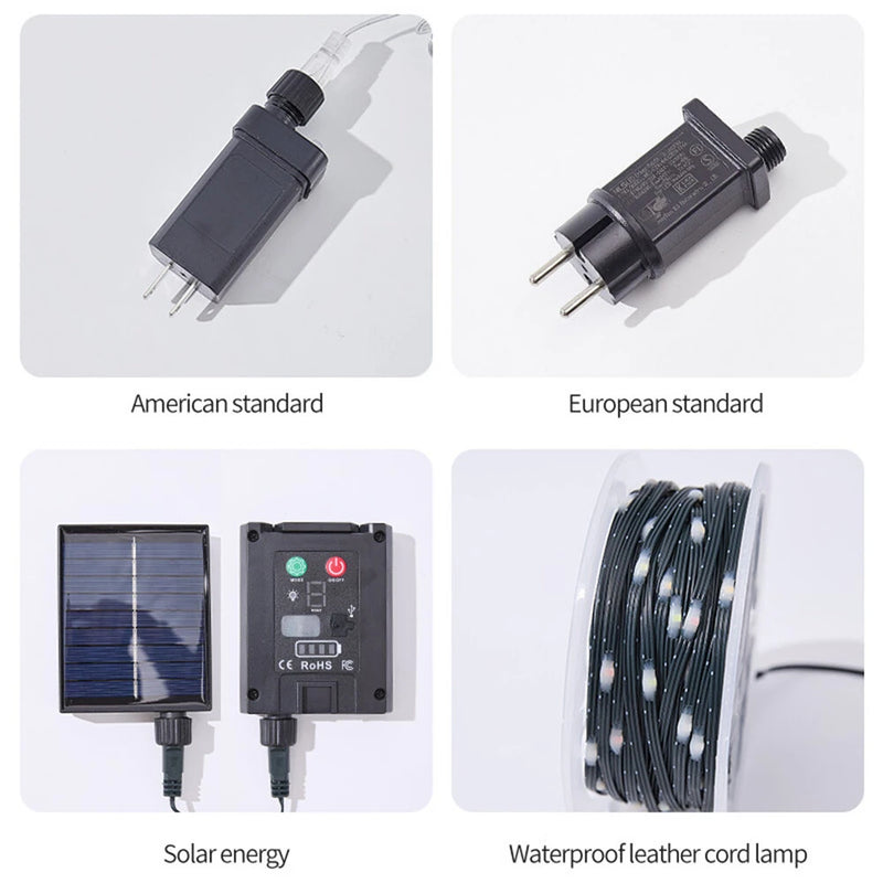 IPRee 32M LED Solar String Lights Fairy Green Wire Outdoor Christmas Light Tree Garland Waterproof  for New Year,Garden,Street Home Party Wedding Decorion Light