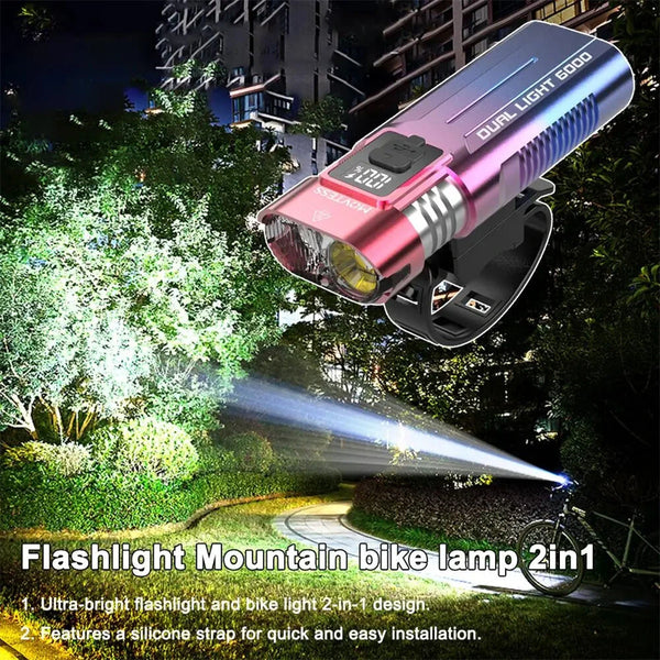 BIKIGHT SM220 800LM Dual-core LED Bicycle Headlight Battery Level Digital Display USB Charging Waterproof Front Bike Light for MTB Road Night Riding