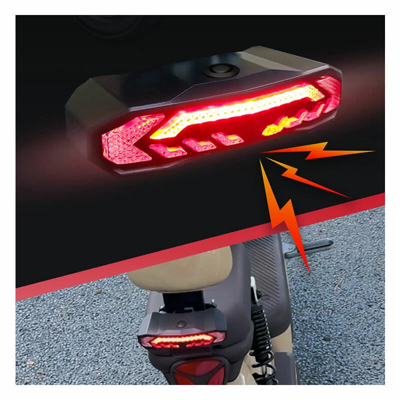 BIKIGHT Smart Brake Sensing Bike Taillight 1500mAh Battery Adjustable Parameters Alarm Rear Light 6 Light Modes USB-C Rechargeable IP65 Waterproof Bicycle Rear Light with 110dB Horn Wireless Remote