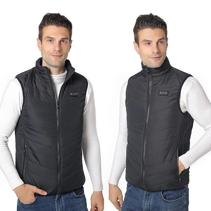 TENGOO HV-11S Unisex 11 Heating Area Vest 3-Gears Heated Jackets USB Electric Thermal Clothing Winter Warm Vest Outdoor Heat Coat Clothing for Winter Skiing Camping
