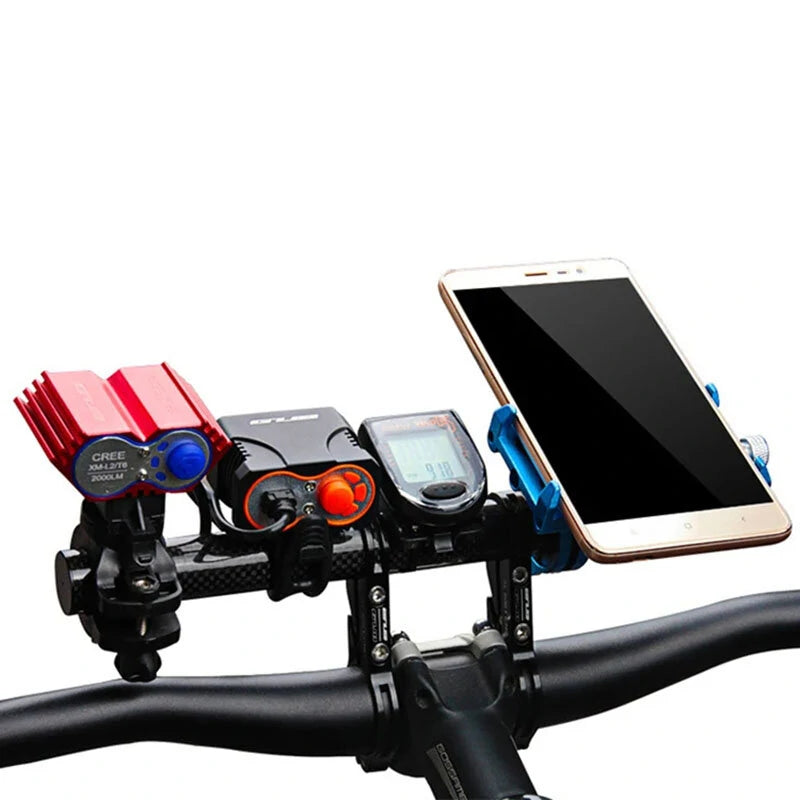 GUB G202 Bicycle Handlebar Extender Lengthened Design Carbon fiber Aluminum Alloy Mountain Bike Mount Mobile Bike Light Phone Holder