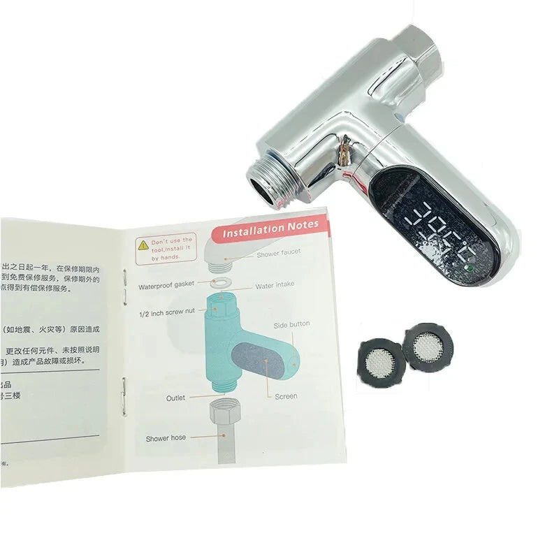 LED Display Household Water Shower Thermometer 5-85  Flow Self-Powered Water Thermometer Monitoring Baby Care Energy Smart Meter