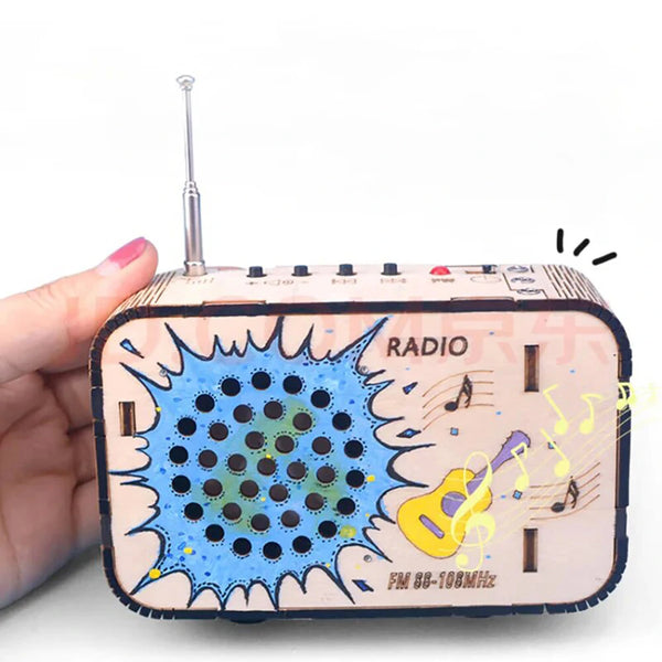 Small Science Technology Mini Wooden DIY Radio Models Handmade Homemade Assembly Puzzles Color Crafts