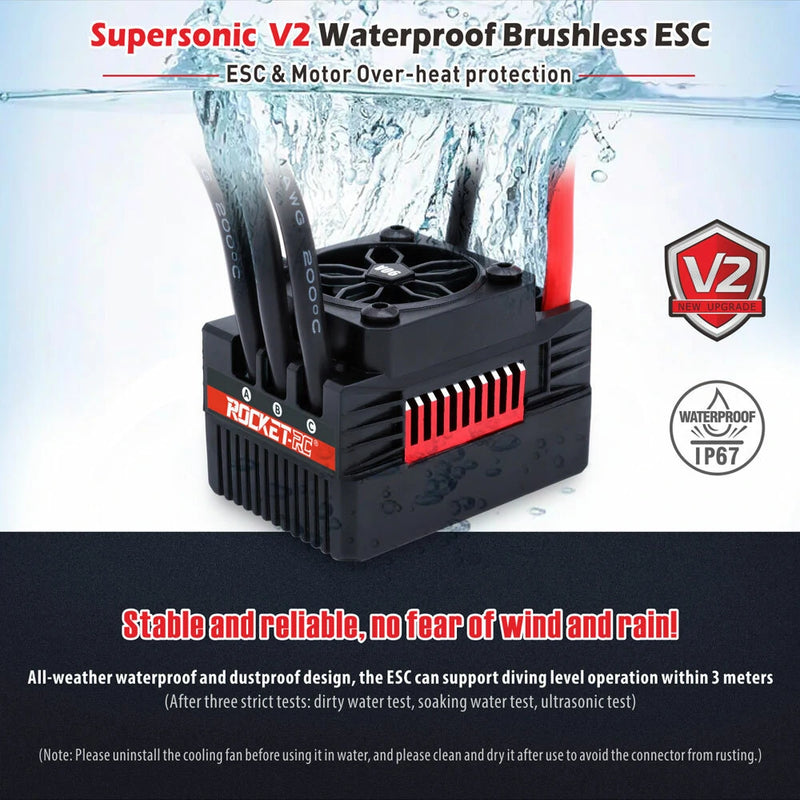 Surpass Hobby Rocket V2 Waterproof 50A/60A/90A/110A Brushless ESC for 1/10 RC Car Vehicles Model Parts