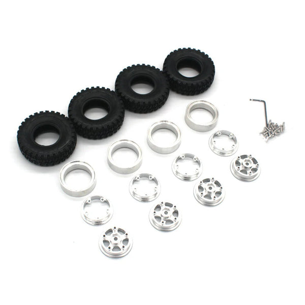 4PCS Upgraded Tires Metal Wheel Rims 7mm Hex for FMS 1/18 Fire Horse FJ Cruiser KATANA LC80 RC Car Vehicles Models Spare Parts