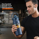 1000ml/33oz 304 Stainless Steel Portable Thermal Flask Water Bottle Cold Hot Thermos Insulated Water Bottle with Straw Use As Mobile Phone Holder