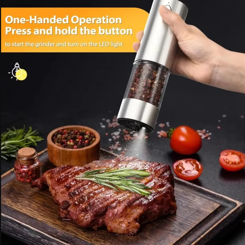 Stainless Steel Electric Pepper Grinder Set Rechargeable 95ML Pepper Grinder Set Sea Salt Grinder Electric Black White Pepper Grinder Bottle