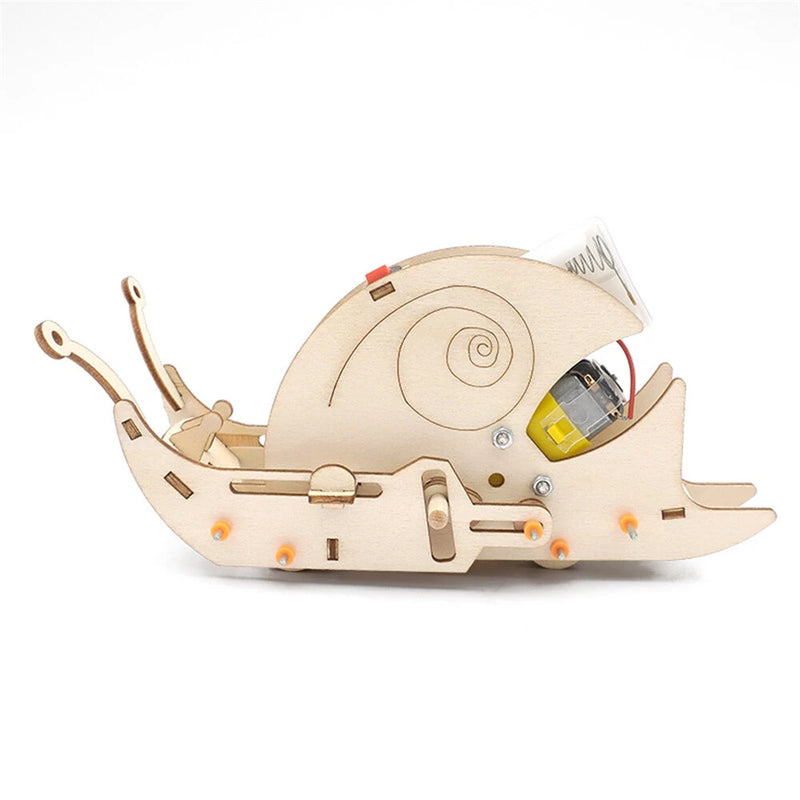 Wooden Bionics Electric Snail Model Assembly Kit DIY Children's Science Experiment Education Toy Student Technology Small Production