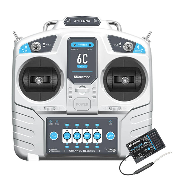 Microzone MC6C Mini 2.4GHz 6CH Remote Controller with MC6RE-V2/MC7RB-V2 Receiver for RC Aircraft Model Fixed Wing FPV Racer Drone