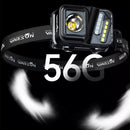 WARSUN 750 Lumens Rechargeable Lightweight Headlamp with Motion Sensor Running & Helmet Light LED Head Torch 5 Modes for Night Running Fishing Camping Cycling Work