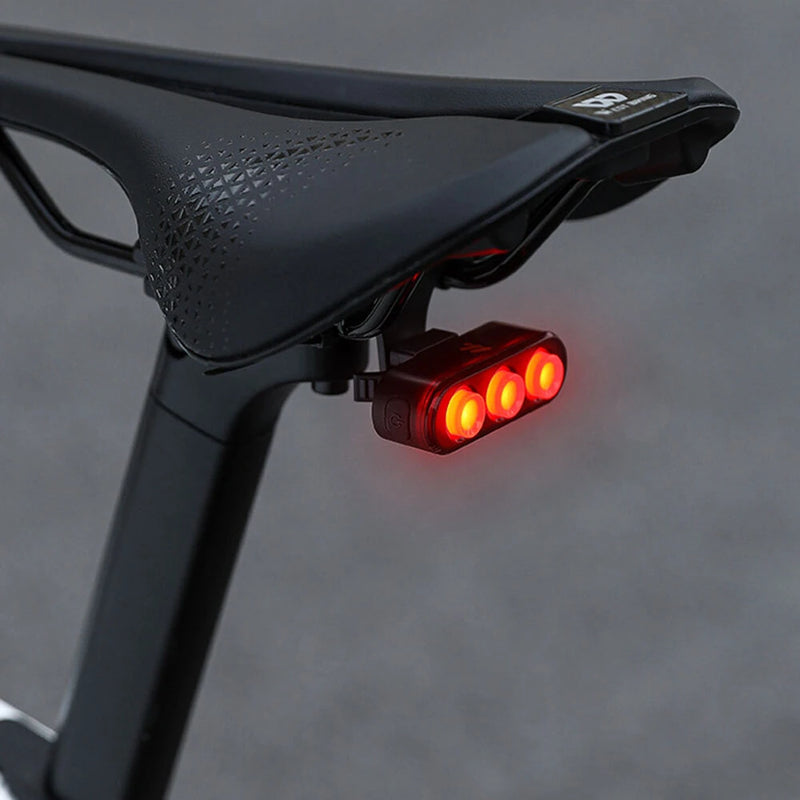 WEST BIKING High Visibility Smart Bike Taillight 100h Long Lasting Power LED IP66 Waterproof Warning USB Charging Brake Rear Light for Road Mountain Night Riding