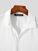 INCERUN Mens Lapel Shirts Striped Slim Casual Basic Design Short Sleeve Summer T-Shirt