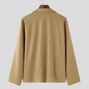 INCERUN Mens Knitted Polo Collar Long Sleeve Cardigan Comfortable Fashion Solid Color Men Top for Spring Fall Winter