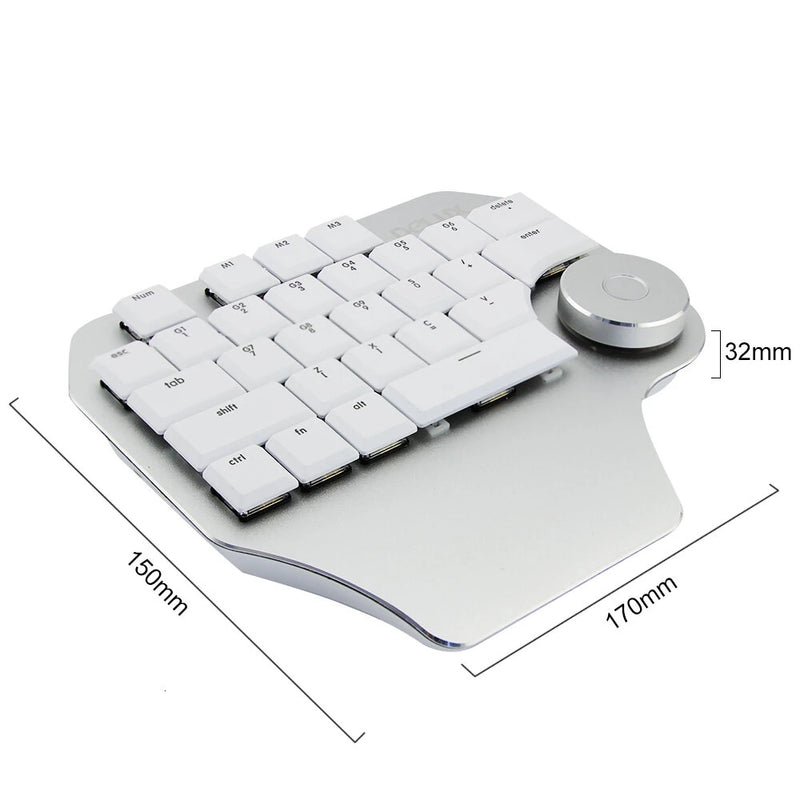 DELUX T11 Designer One Handed Mechanical Keyboard 28 Keys with Multi-functional Dial LED Backlit Kailh Switch For PS/CAD Using Shortcut Keys And Voice Tools