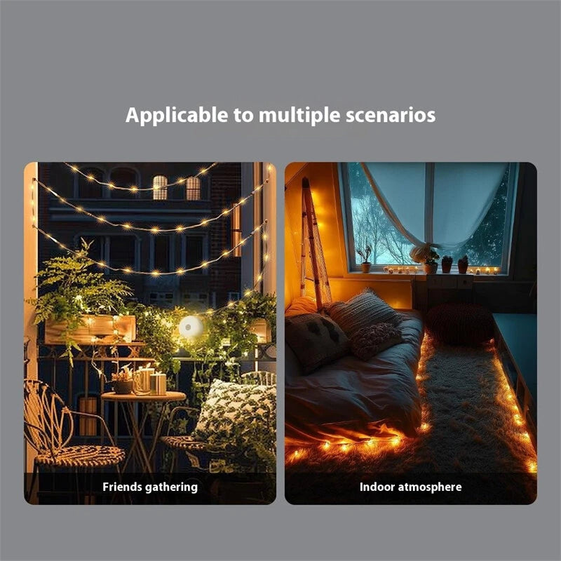 Nextool 2 in 1 Outdoor Camping Lights 7 Lighting Modes 12 Meters 20S Recovery Curly Camping Fairy Lights, IP67 Waterproof, Usb Charge, With Music And APP Smart Control RGB Ambient Light Strip For Tent, Camping, Garden, Interior Decoration
