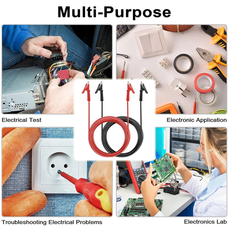 Dual Ended Crocodile Alligator Clips 15A Test Lead Wire Cable 3.3 ft with Copper Clamps Electrical Testing Accessories