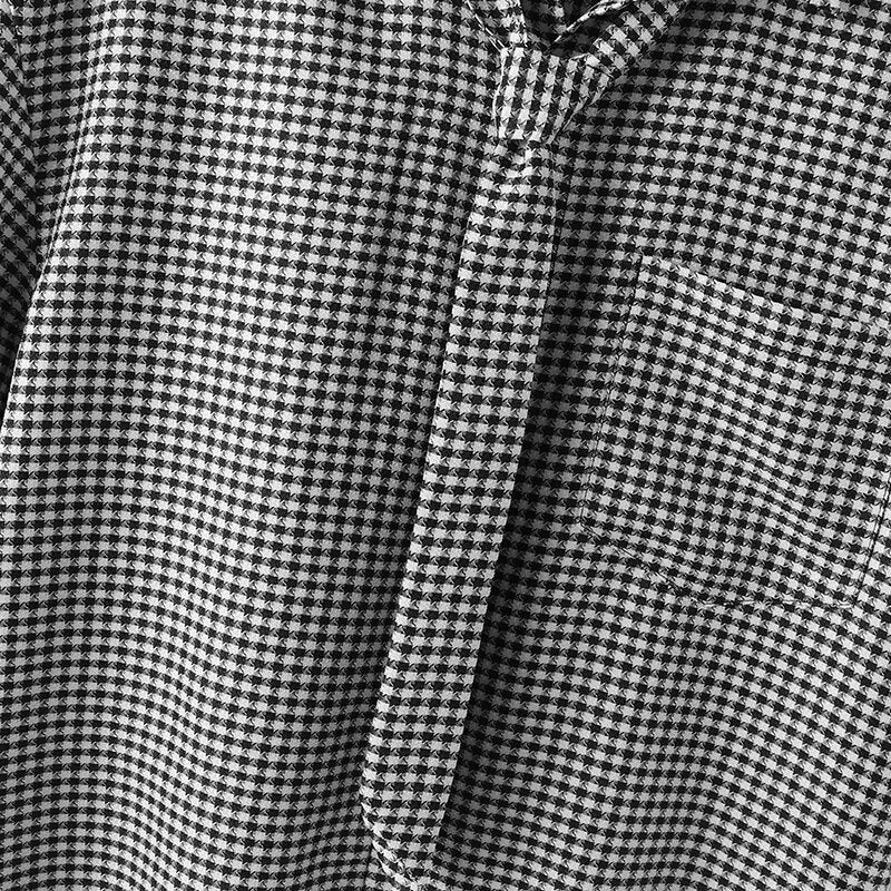 INCERUN Men Shirts Fashion Check Print Lace Up Lapel Shirt with Side Pocket Top Casual Daily Men Clothing