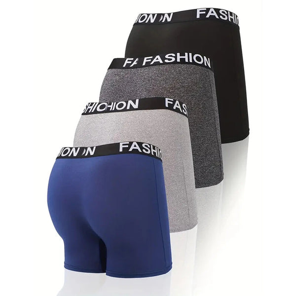 4pcs Men's Boxer Briefs Comfortable Elastic Waistband Skin-friendly Underwear Set For Daily Wear