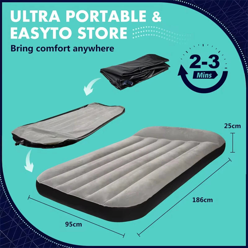 IPRee Air Cushion Inflatable Mattress Camping Air Cushion Bed With Built-In Pillow Foldable Storage Suitable For Home, Camping, SUV, Truck Tent