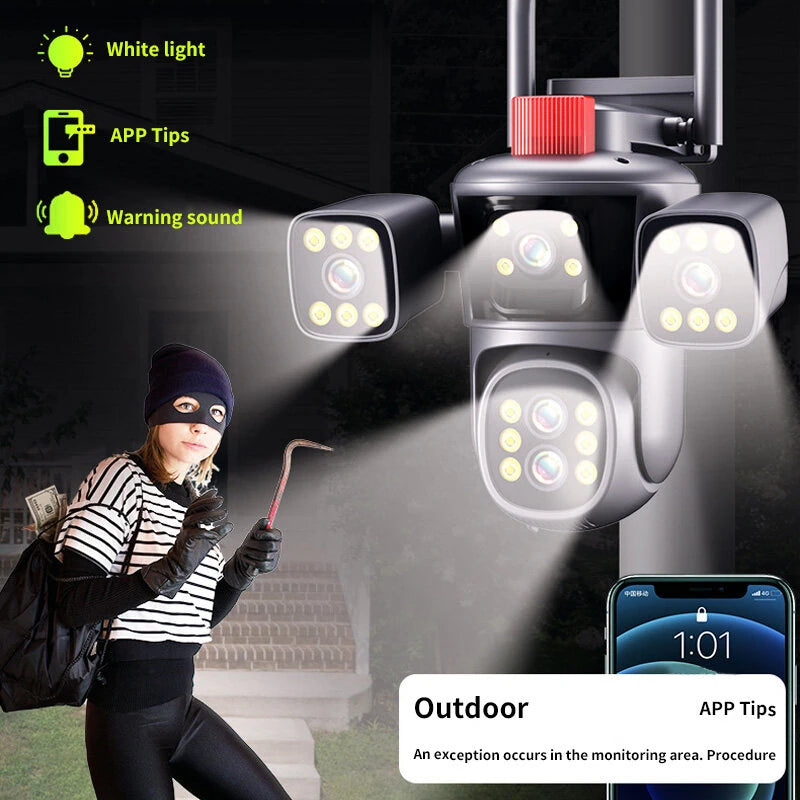 Q840 20MP 10X Optical Zoom Four Screens WiFi IP Camera Wireless Outdoor Five Lens PTZ Full Color Night Vision Auto Tracking Two-way Audio Waterproof CCTV Camera