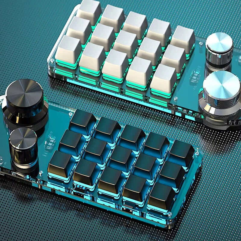 15-Keys Programming Custom Macro Mechanical Keyboard with Three Knobs Tri-mode Wireless bluetooth RGB Gaming Keypad Hot-Swap Driver-free Macropad for PC Laptop Computer