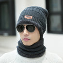 3pcs/set Women Men Winter Hat and Glove Sets Warm Knit Hat Snow Ski Skull Cap with Visor and Touch Screen Mittens Texting Gloves Set