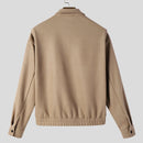 INCERUN Mens Solid Stand Collar Button Front Jacket Casual Fall Winter Outwear Top with Pockets S-5XL