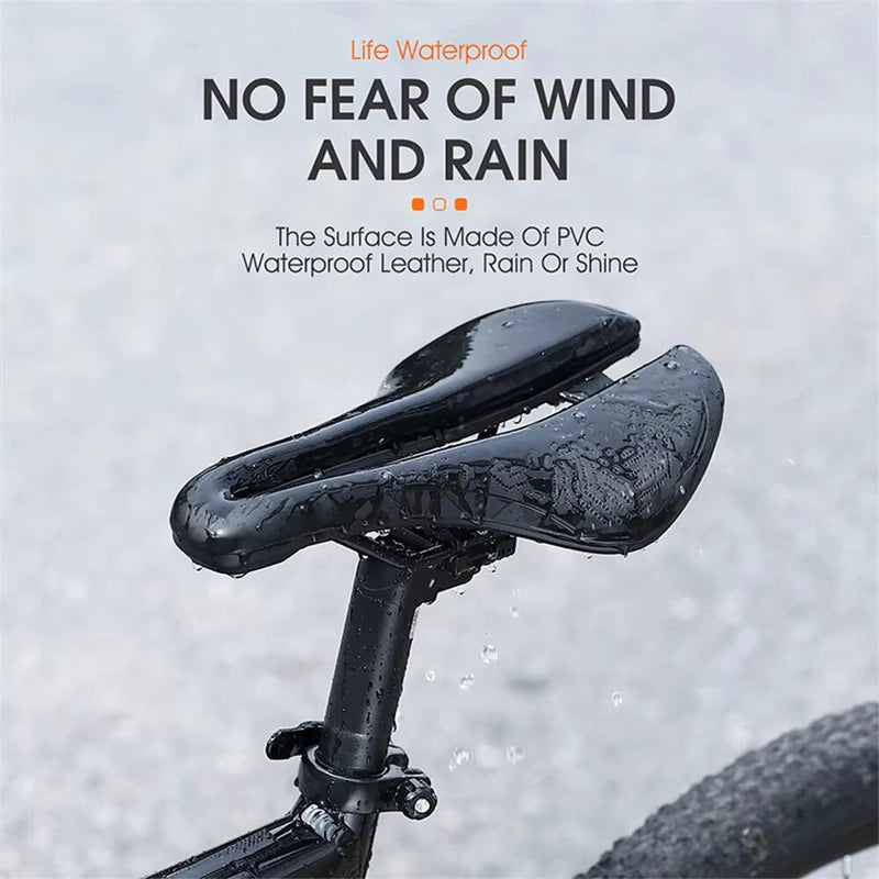 WEST BIKING Hollow Bicycle Saddle Breathable Comfortable PU Waterproof Aerodynamic Anti-slip Concave Point Cushion Shock Absorption Bike Seat for MTB Road Bike