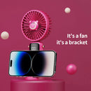 USB Mini Silent Handheld Folding Fan Digital Display 6 Speed Of Wind With Portable Stand Small Fan