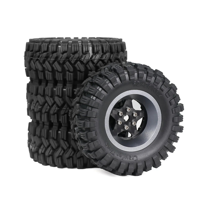 4PCS Upgraded Tires Carbon Fiber Wheel Rims for FMS SCX24 TRX4M 1/18 RC Cars Vehicles Models Spare Parts Accessories