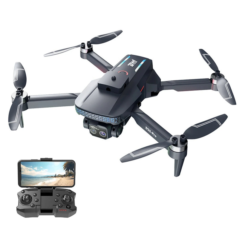 DWI D25 WiFi FPV with 2.8inch LCD Screen Controller HD Dual Camera Servo Gimbal Liftable 360 Obstacle Avoidance Brushless Foldable RC Drone Quadcopter RTF