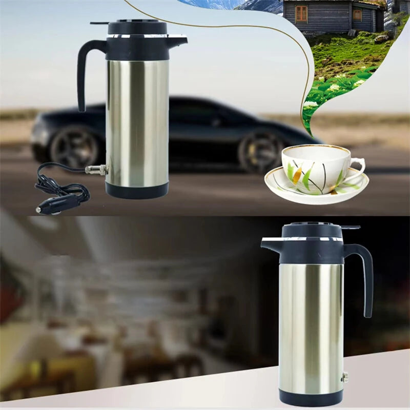 IPRee 12V/24V Car Truck 1200ml Water Heater Portable Hot Water Kettle Auto Shut-Off Fast Boiling for Travel Home
