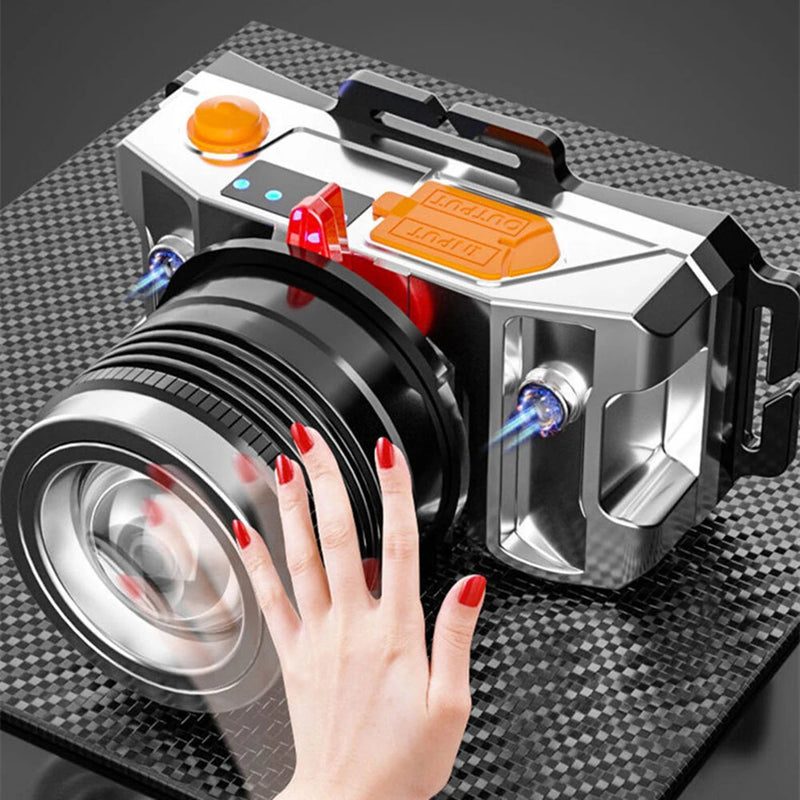 Outdoor 500LM Wave Sensor Headlamp White Yellow Blue 3 Light Source Fishing Headlights USB Charging Night Running Lamp