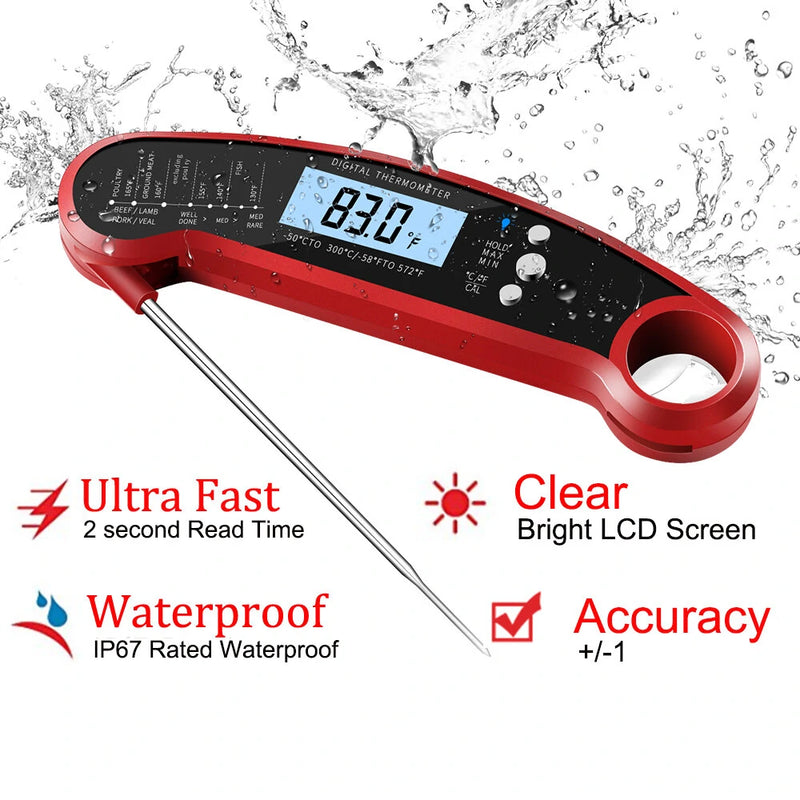 AGSIVO Fast Instant Read Digital Food Meat Thermometer Waterproof For BBQ Kitchen Cooking Grilling