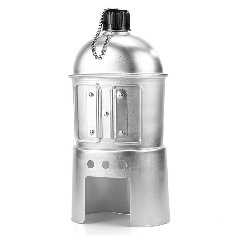 IPRee Aluminum Water Canteen Cup Wood Stove Pouch Set Portable Military Canteen for Outdoor Camping Survival Experience Hiking Backpacking