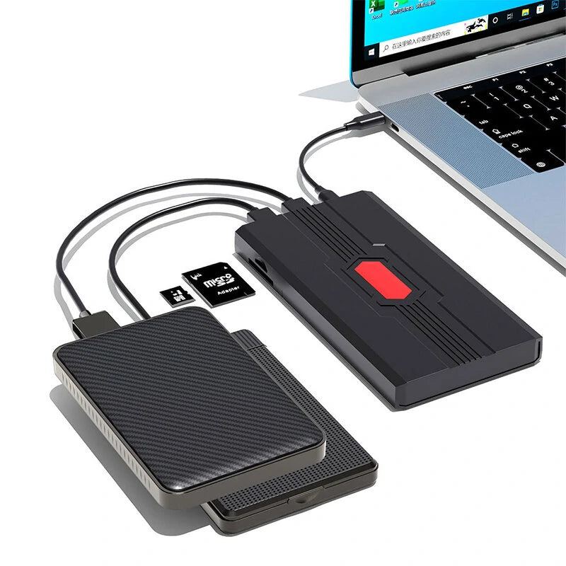 Bakeey D139 2.5inch Mobile Hard Disk Box Type-C to SATA Portable SSD Enclosure with USB3.0*2/SD/TF Card Slot Hub Support 4TB Capacity