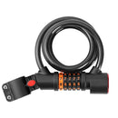 XANES Bicycle Steel Cable Lock 5 Digit Password High Security with Taillight Thicken Anti-Theft Safety Lock Motorcycle MTB Road Bike Accessories