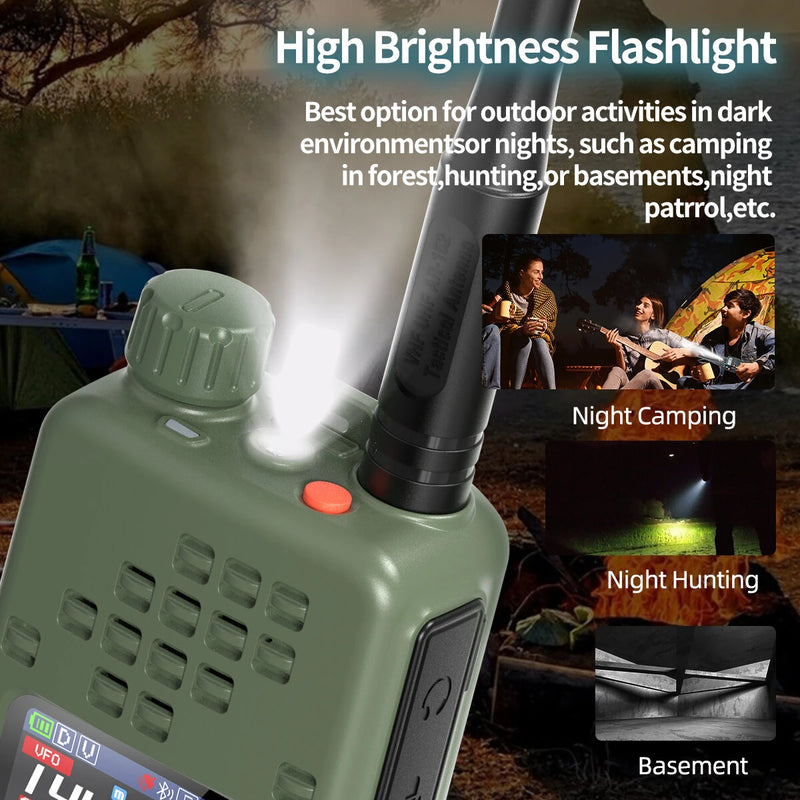 BAOFENG AR-152 PRO 10W GPS Walkie Talkie Long Range Bluetooth Programming Multi Band 12000mAh Tactical 1000CH Two Way Ham Radio with Flashlight